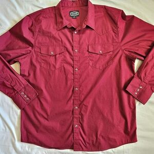 Gibsom Trading Company Mens Dark Red Long Sleeve Button Up Shirt Size 3X